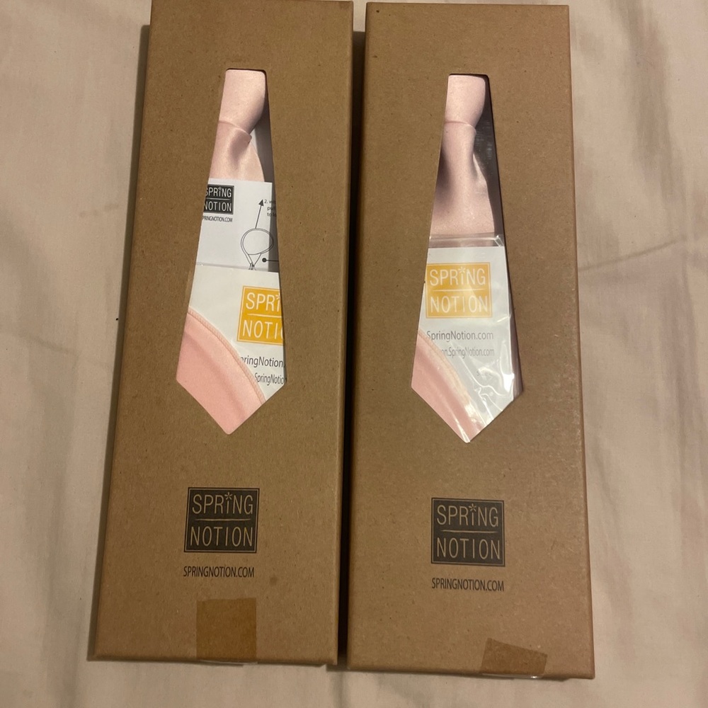 Spring Notion Boys' Satin Zipper Necktie & Handkerchief Set Large Blush Pink
